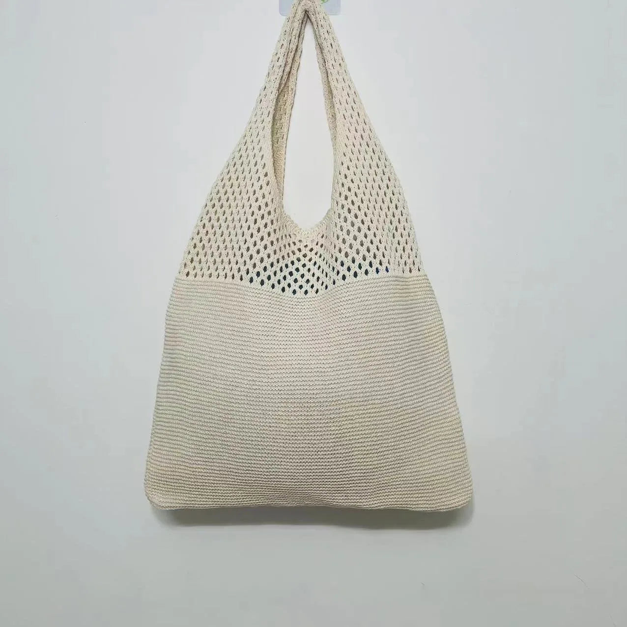Crochet Solid Color Versatile Shoulder Bag, Hollow Weaving Slouchy Stylish Tote Bag