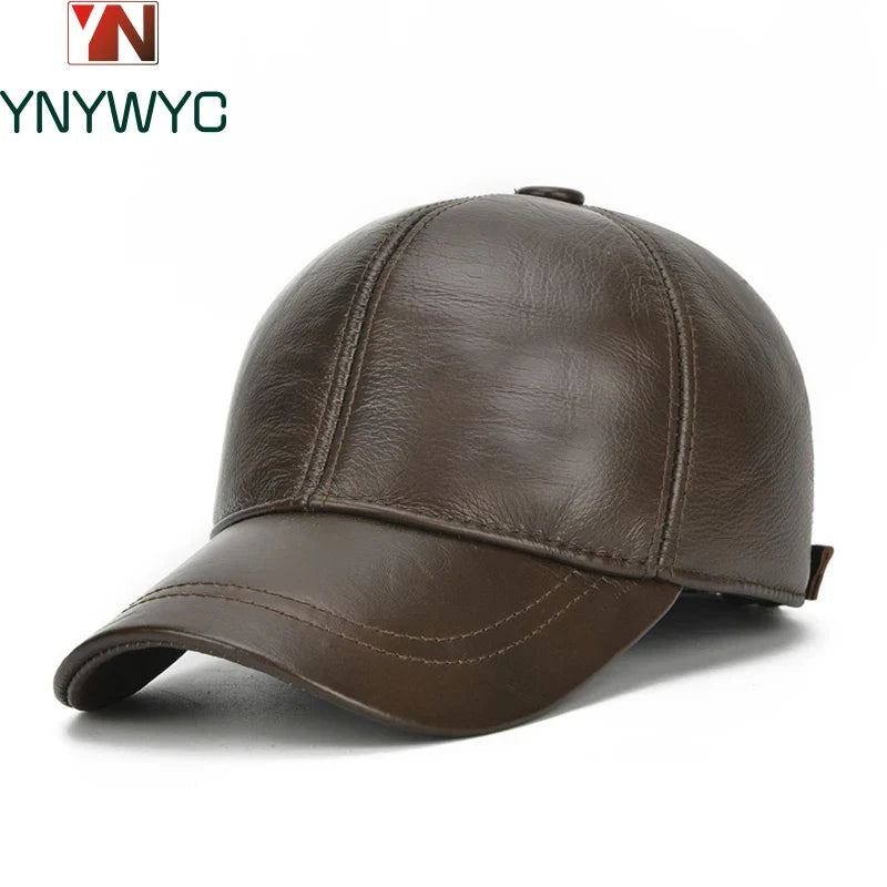 2026 Adjustable Men's Genuine Cowhide Leather Baseball Cap for Fall Winter Outdoor Sports Hat Men Real Cowhide Leather Caps