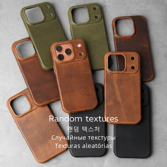 Genuine Leather Case for iPhone 17 16 Pro Max 15 Genuine Leather Handmade Phone Cover