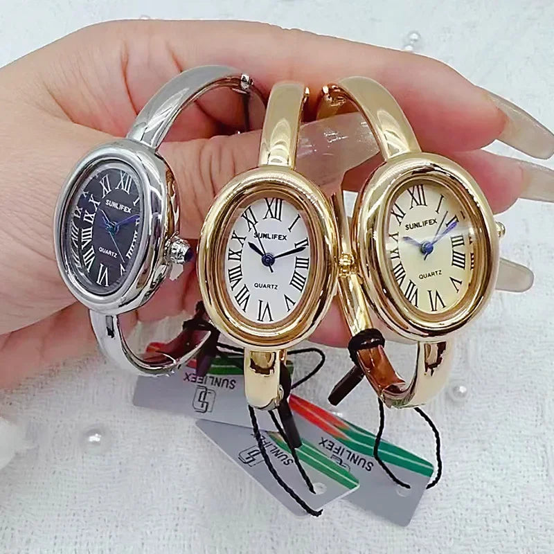 Famous Brand Women Quartz Watch Fashion Luxury Gold Wristwatch Gift Ladies Rome Dial Bracelet Watch Dropshipping Clock