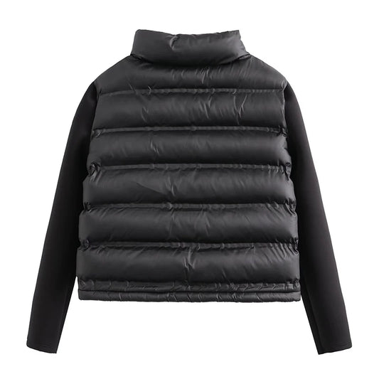 Women's Autumn Fashion Black Short Cotton-Padded Jackets Vintage Zipper