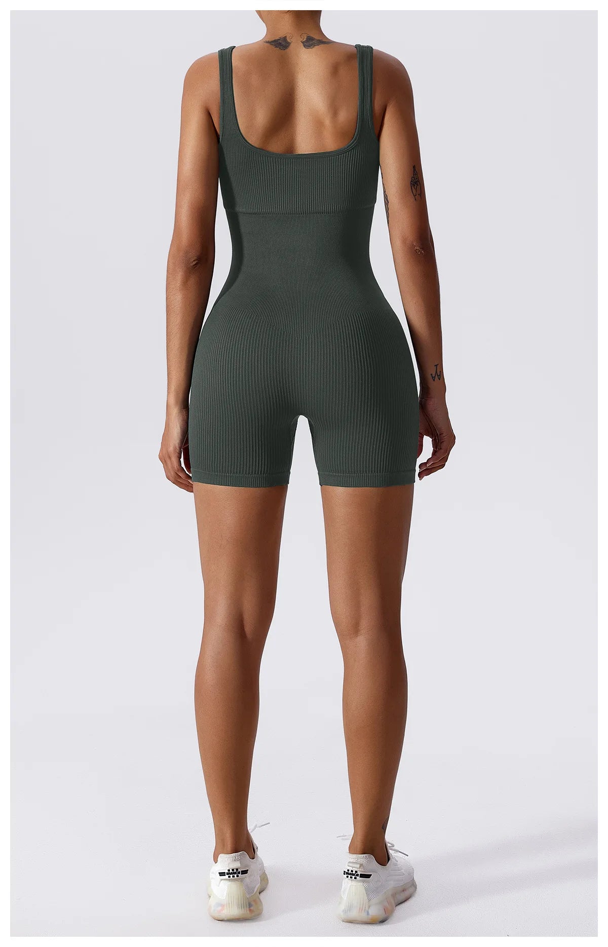 Women's Yoga Rompers One Piece Tummy Control Seamless Ribbed Jumpsuit Padded