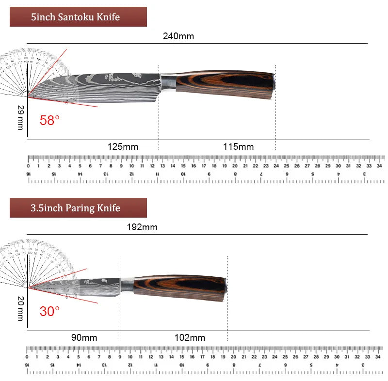 Kitchen knives Set Professional Chef Knives Japanese 7CR17 440C High Carbon