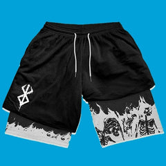 Y2K Summer Men Streetwear Anime Berserk Oversize Active Athletic Gym Short Pants