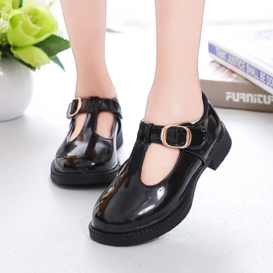 Children Leather Shoes for School Party Black White Girls Dress Shoes Kids Leather