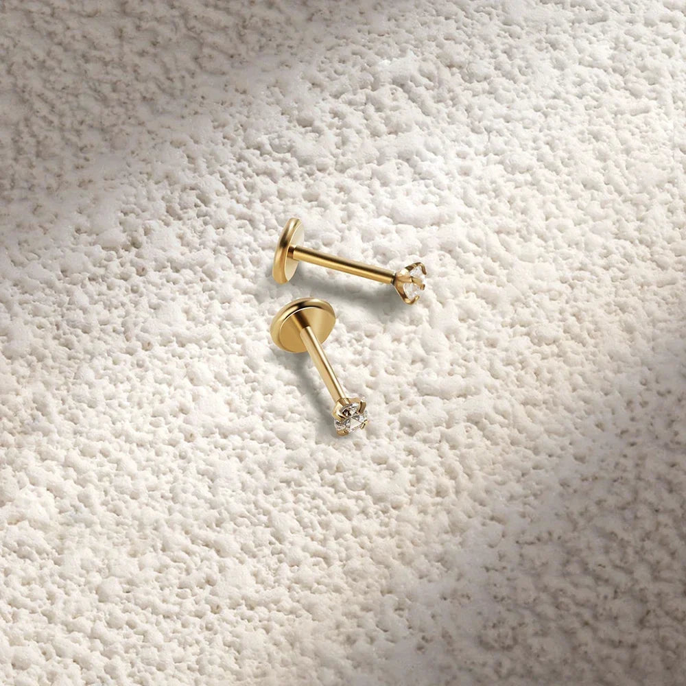 2/8PCS Stainless Steel Eearring Nose Stud Cartilage Piercing Jewelry Helix Tragus Lip Flat Back Tiny Earrings for Women 18G
