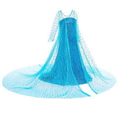 Sequin Elsa Dress with Long Cloak For Girls Halloween Princess Theme