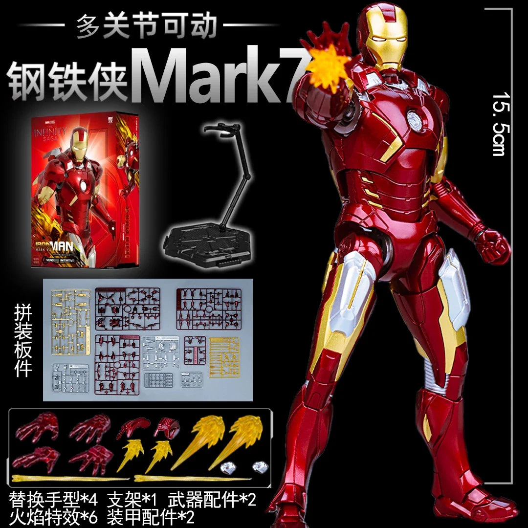 Original FondJoy Iron Man MK42 MK43 MK46MK5 MK6 MK7 DIY Toy Action Figure Tony Stark Legend Collection Anime Model Kids Gift