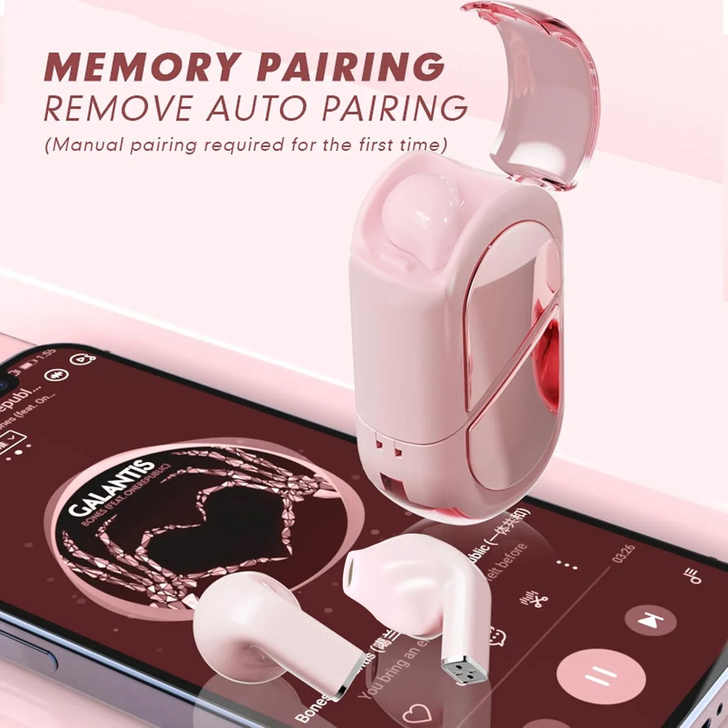 Heart-shaped Rotatable Wireless Bluetooth Earphones Stereo Sound Headphones Touch Control Earbuds Gamer Headsets gifts for girl