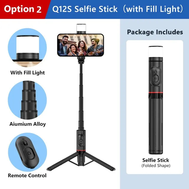 Portable Wireless Bluetooth Phone Telescopic Selfie Stick Tripod