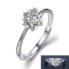 Never Fade Luxury Classic 18K White Gold Color Ring Solitaire 2 Carat Zirconia Diamond