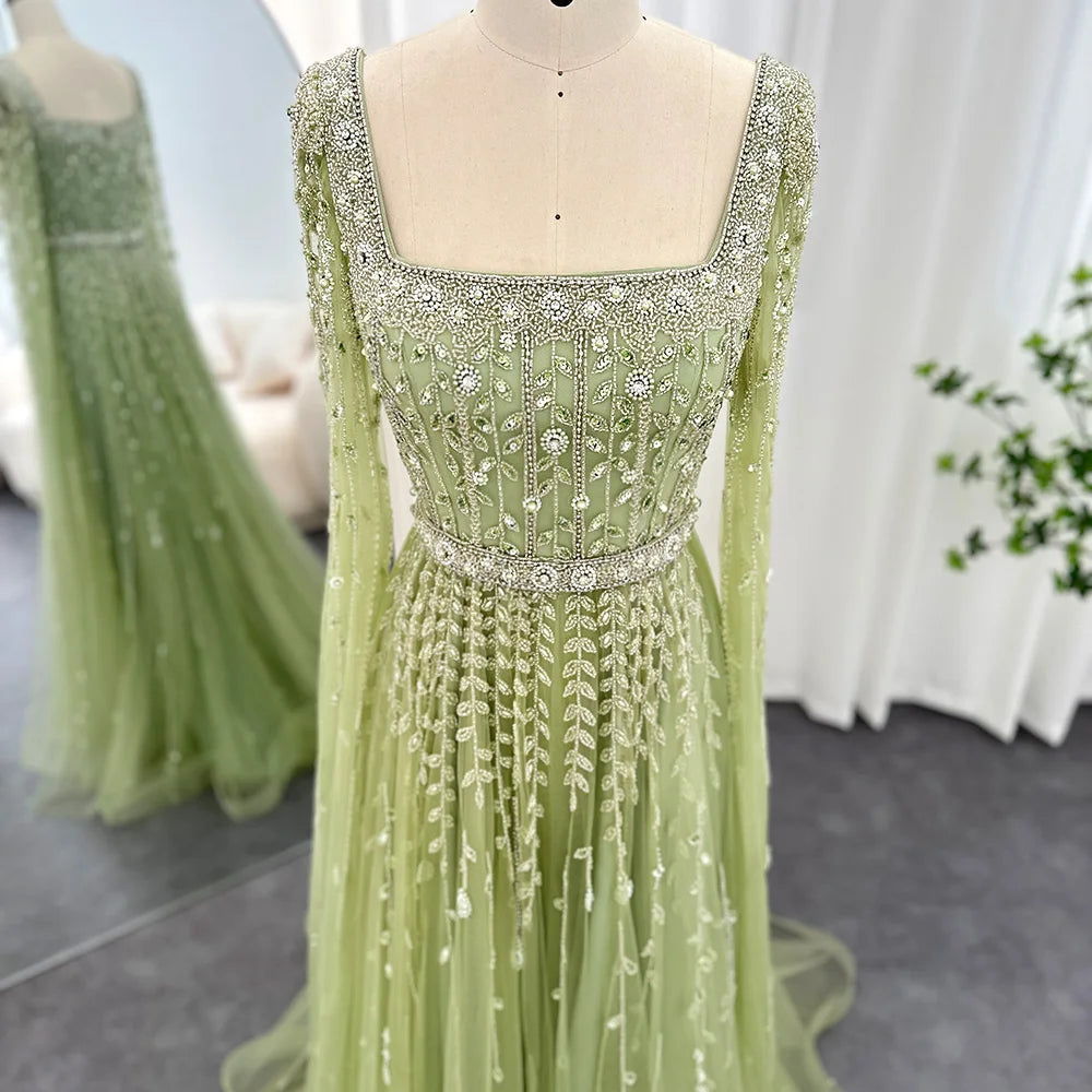 Evening wear Dresses: Evening Dresses for Women Wedding Square Neck Cap Sleeves