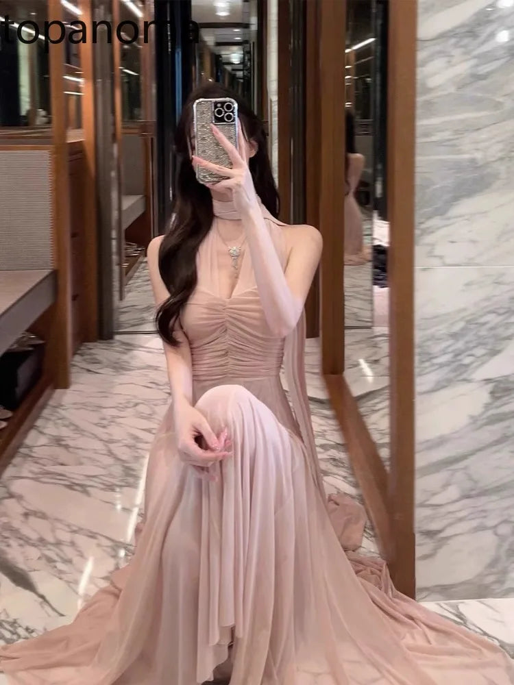 Homecoming Dresses: Evening Dresses Women Sleeveless Mesh Elegant Ribbon
