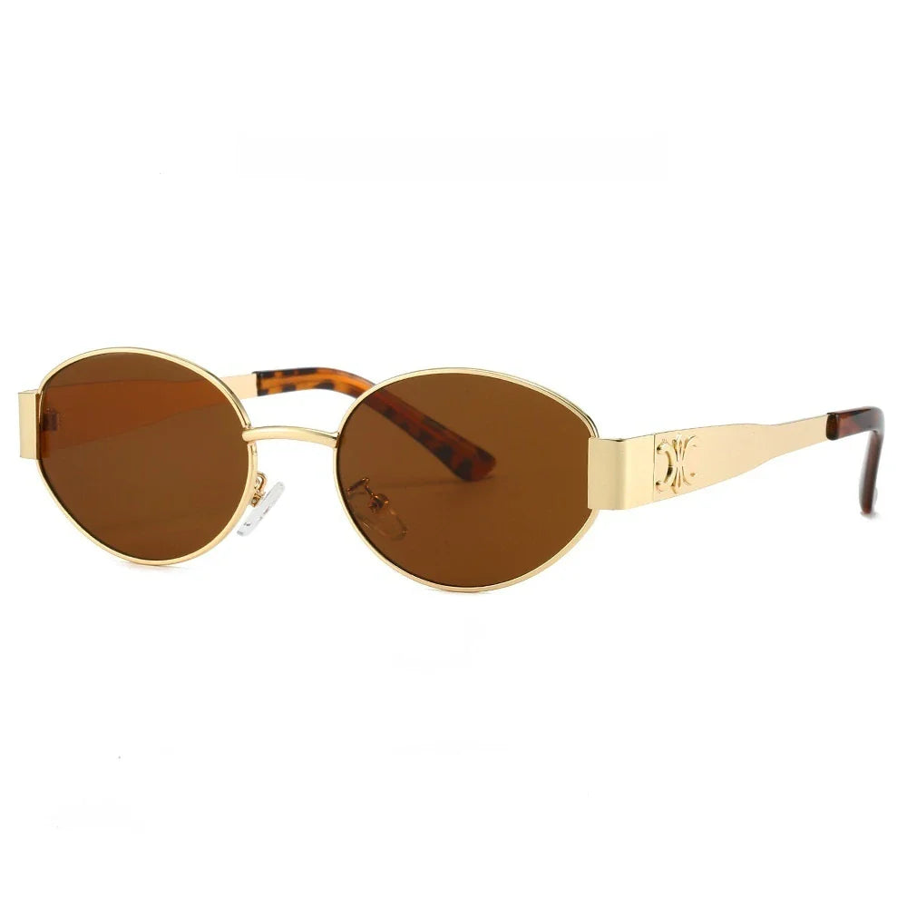 New Oval Frame Fashionable Sunglasses Metal Frame Personalized Sunglasses Ins Trendy Sunglasses For Friend Gifts