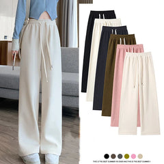 Women Long Pants Spring Autumn Women Elastic Waist Stright Long Wide leg pants