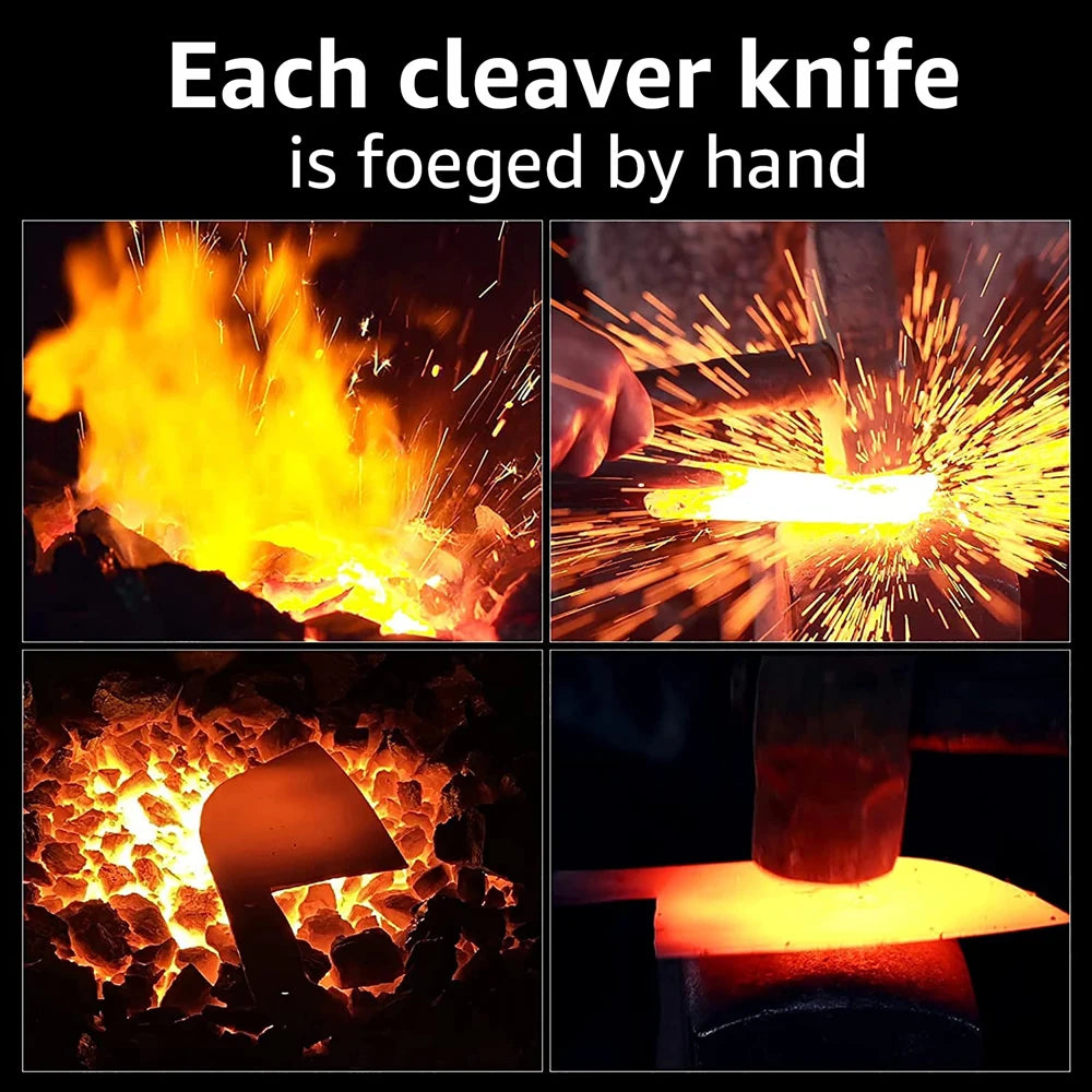 Handmade Forged Meat Cleaver Chopping Butcher Knife Bone Cutter High Carbon
