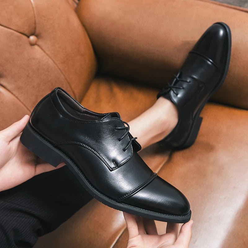 Men Formal Shoes Leather Business Casual Shoes High Quality Dress Pointed Luxury