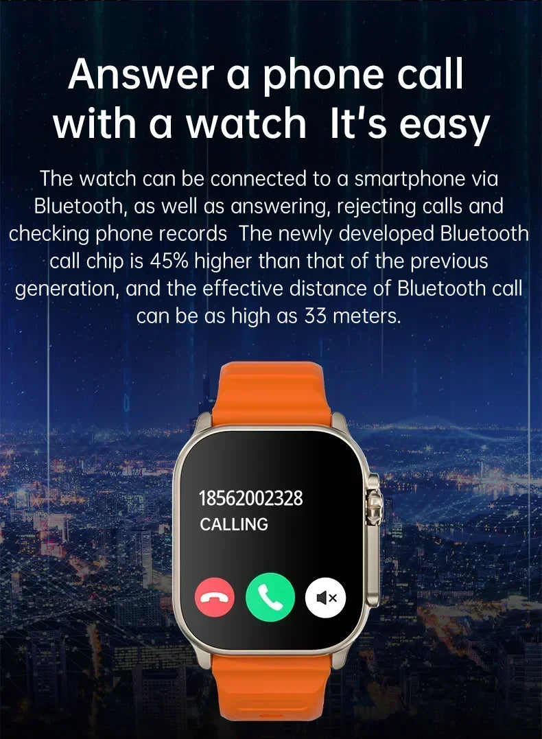 2026 New T800 Ultra 2 Smart Watch Men 49mm Series8 AMOLED Screen NFC Compass Waterproof For Apple Watch IWO Ultra 8 Smartwatch