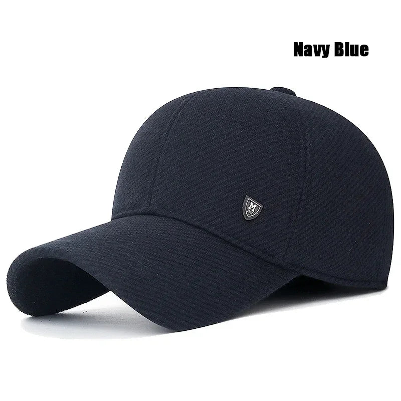 Mens Winter Baseball Cap with Ear Flaps, Baseball Winter Hats with Ear Flaps for Men Outdoor Walk Running  Adjustable Size