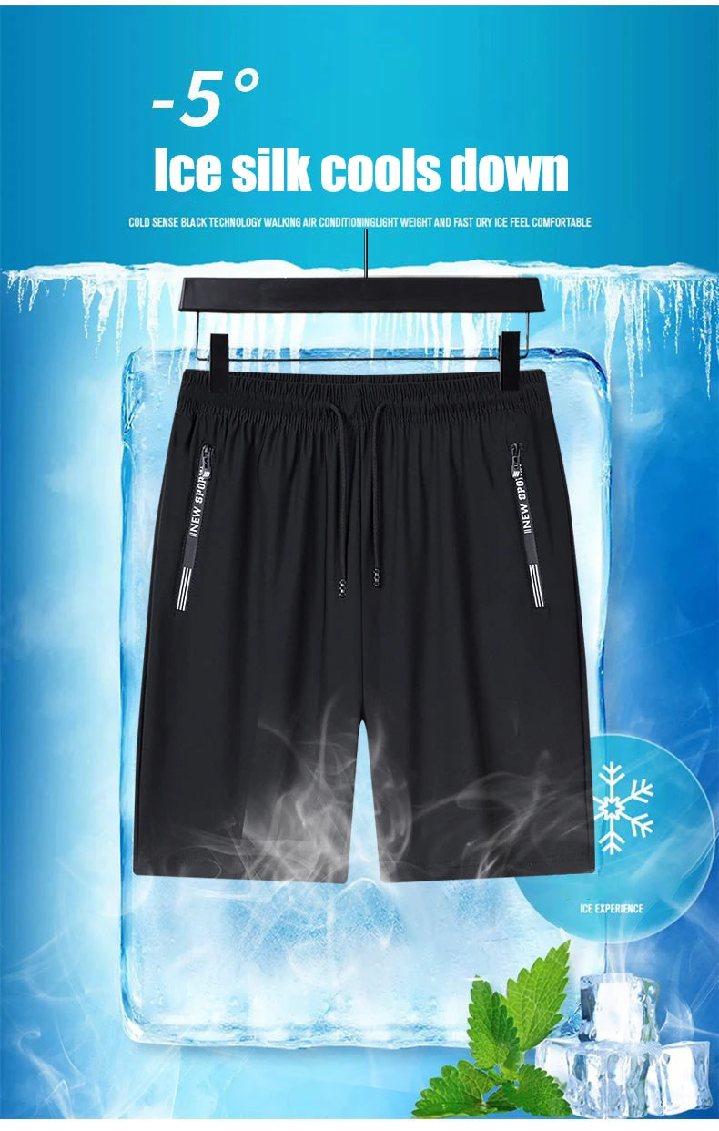 Summer Shorts Gym Fitness Men Plus Size Casual Shorts 6XL 7XL 8XL Big Size Shorts Men Ice Silk Stretchy Beach Shorts Breathable