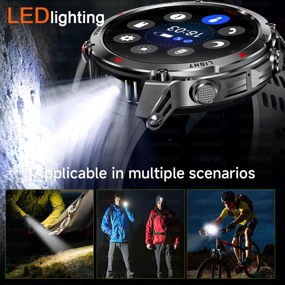 Outdoor Military Smart Watch Men Built-in GPS 1.46" AMOLED Compass