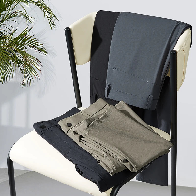 High-End Ice Silk Stretch Non-Ironing Casual Pants Men's Summer Thin Stretch