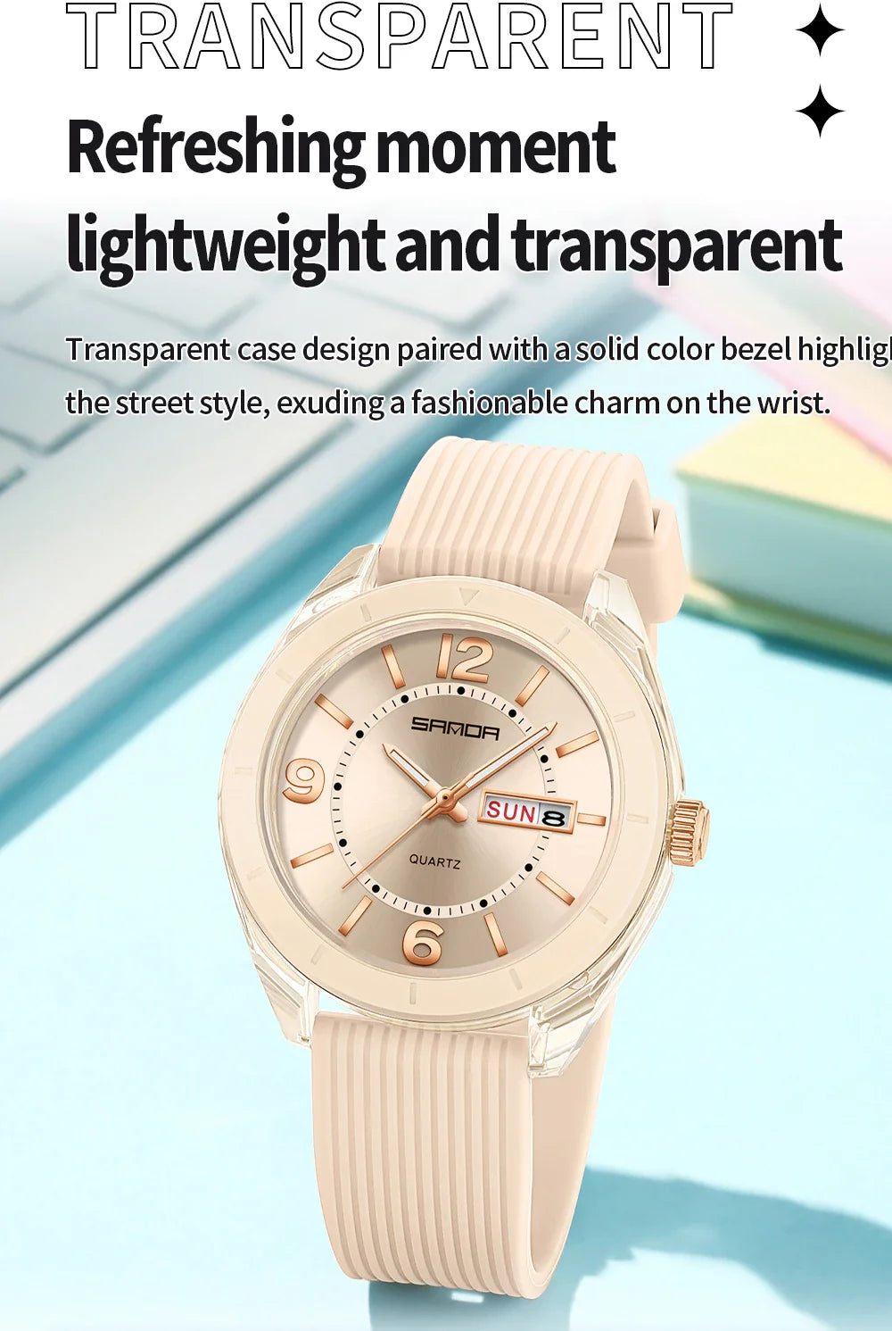 SANDA Quartz Watch for Women Waterproof Auto Date Week Elegant Luxury Ladies Wristwatch Waterproof Analog Women's Watches