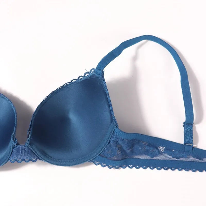 Small Chest Size Women Bra Thin Cup Mold Soft Cotton Brassiere Hollow Out Lace