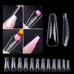 Fake Nails Poly Extension Gel Nail Form Coffin Nails Clear Ballerina Nail Tips Full Cover 60pcs