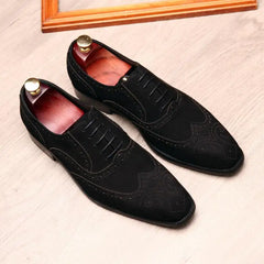 Black Mens Oxford Shoes Handmade Genuine Leather Dress Shoes