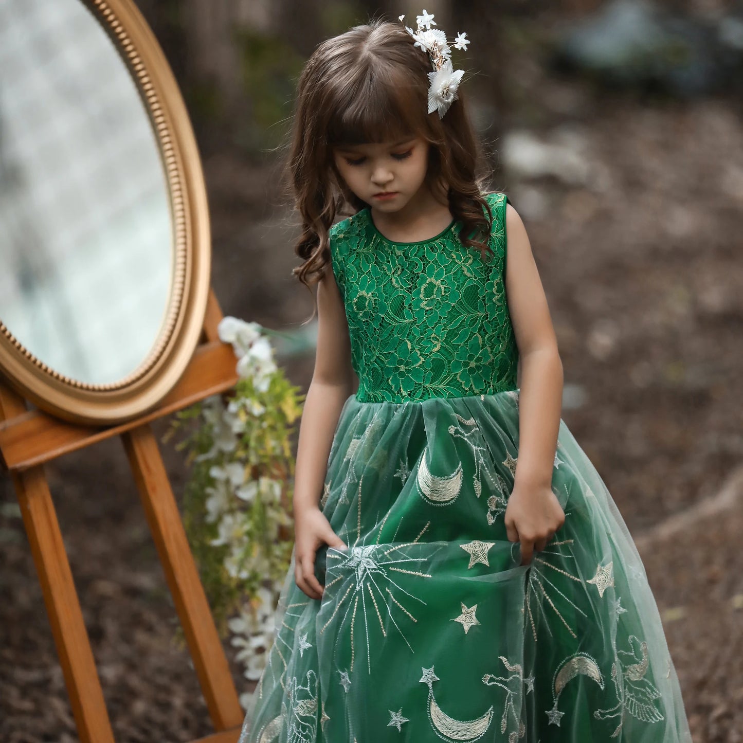 Children's dress, princess dress, girl's dress, temperament, long mesh dress, stage walk, piano performance costume