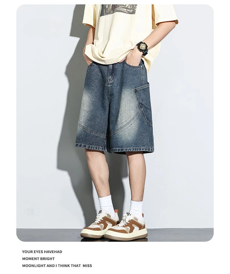 Baggy Denim Shorts Fashion Casual Straight Harajuku Jeans