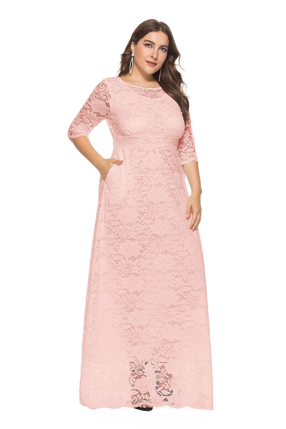 XL-6XL Plus Size African Dresses for Women Elegant African O-neck Lace Wedding Party Evening Maxi Dress Dashiki Africa Clothing