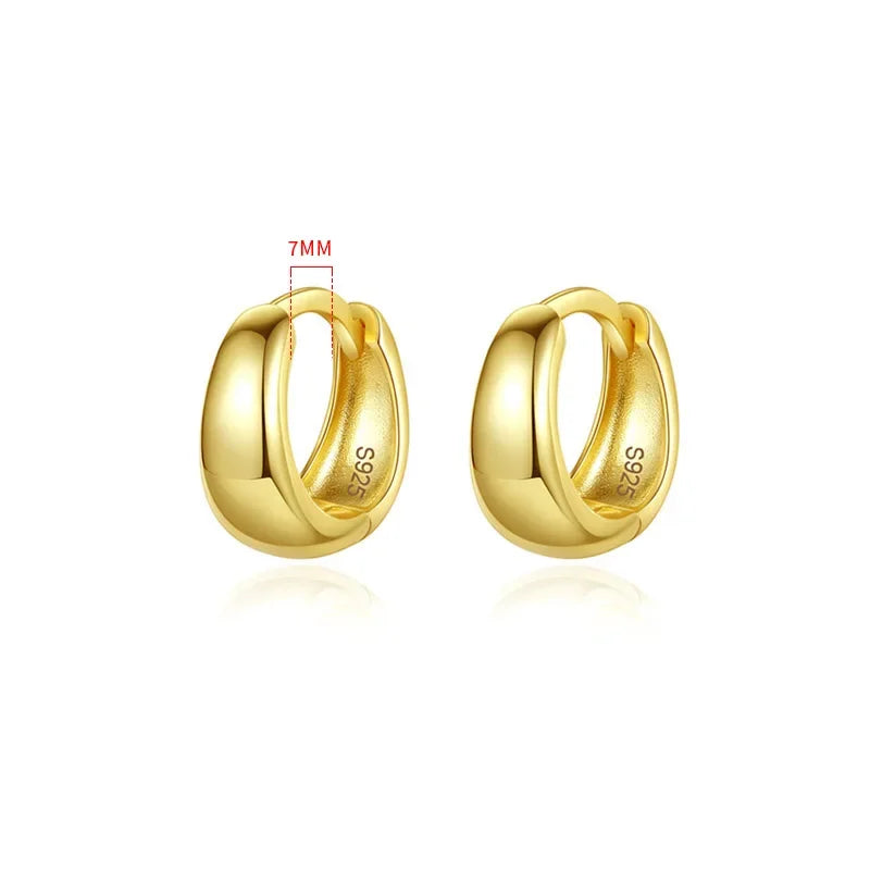 TrustDavis Real 925 Sterling Silve Fashion Inside Diameter 6 7 8 9 10mm Hoop Earrings For Women Men Personality Jewelry DG0132