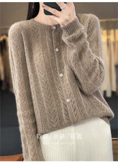 Wool Cardigan Womens Clothing O-neck Sweater Mujer Long Sleeve Tops Knitwears