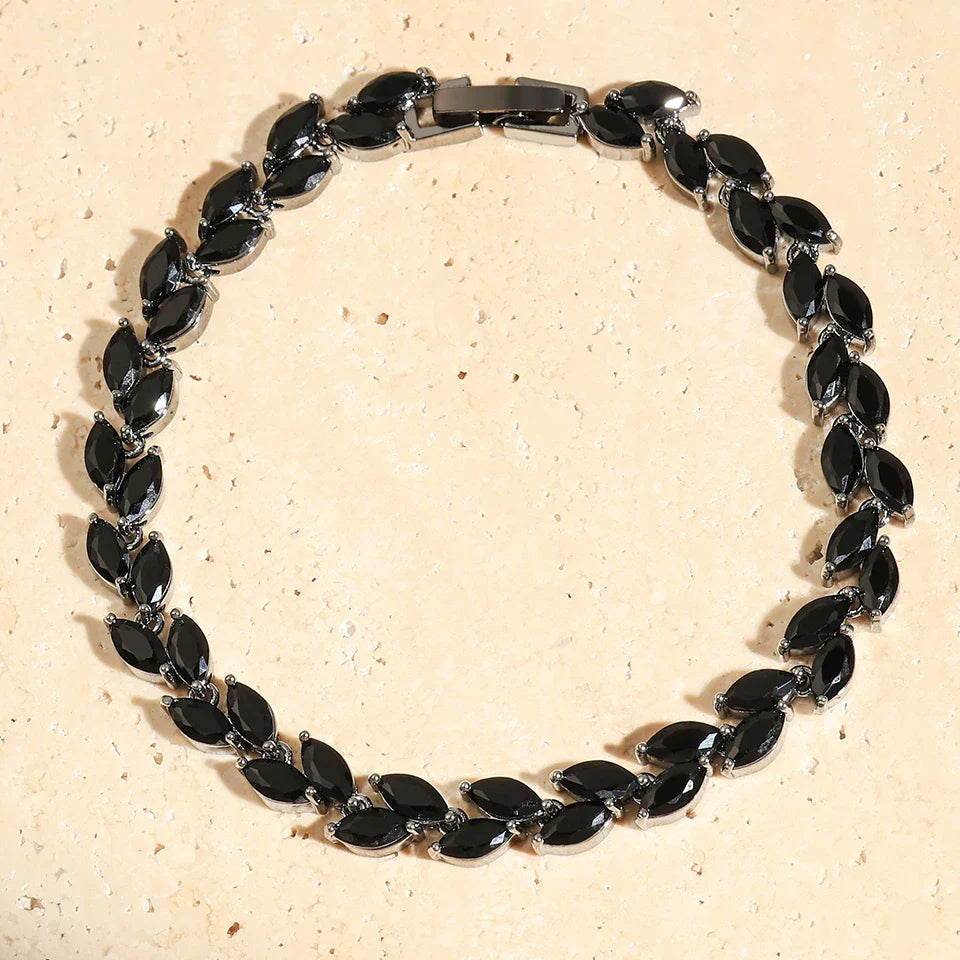 ZAKOL Fashion White Leaf Bracelets Bangles for Women Shinny Marquise Cut Cubic Zirconia Bridal Wedding Party Jewelry BP061