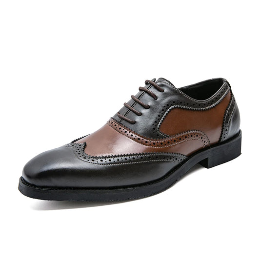 Men's Dress Oxford Shoes Fashion Genuine Leather printing Brogue Wedding Party Formal Business Shoes for Men Comfy Leather shoes