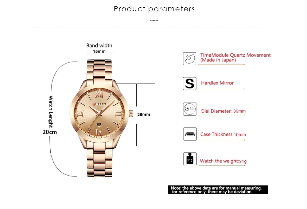 CURREN Ladies Watch For Women Fashion Retro Female Waterproof Watch Steel Quartz Watch For Women Christmas Relógio Feminino 9007