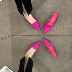 Pointed Toe Women Mules Slipper Fashion Candy Color Ladies Elegant Dress Sandal