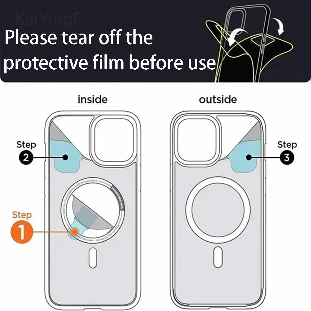 Transparent Case For iPhone 15 14 13 12 11 Pro X XS XR Max 7 8 Plus Mini Magnetic Wireless Charge Phone Cover