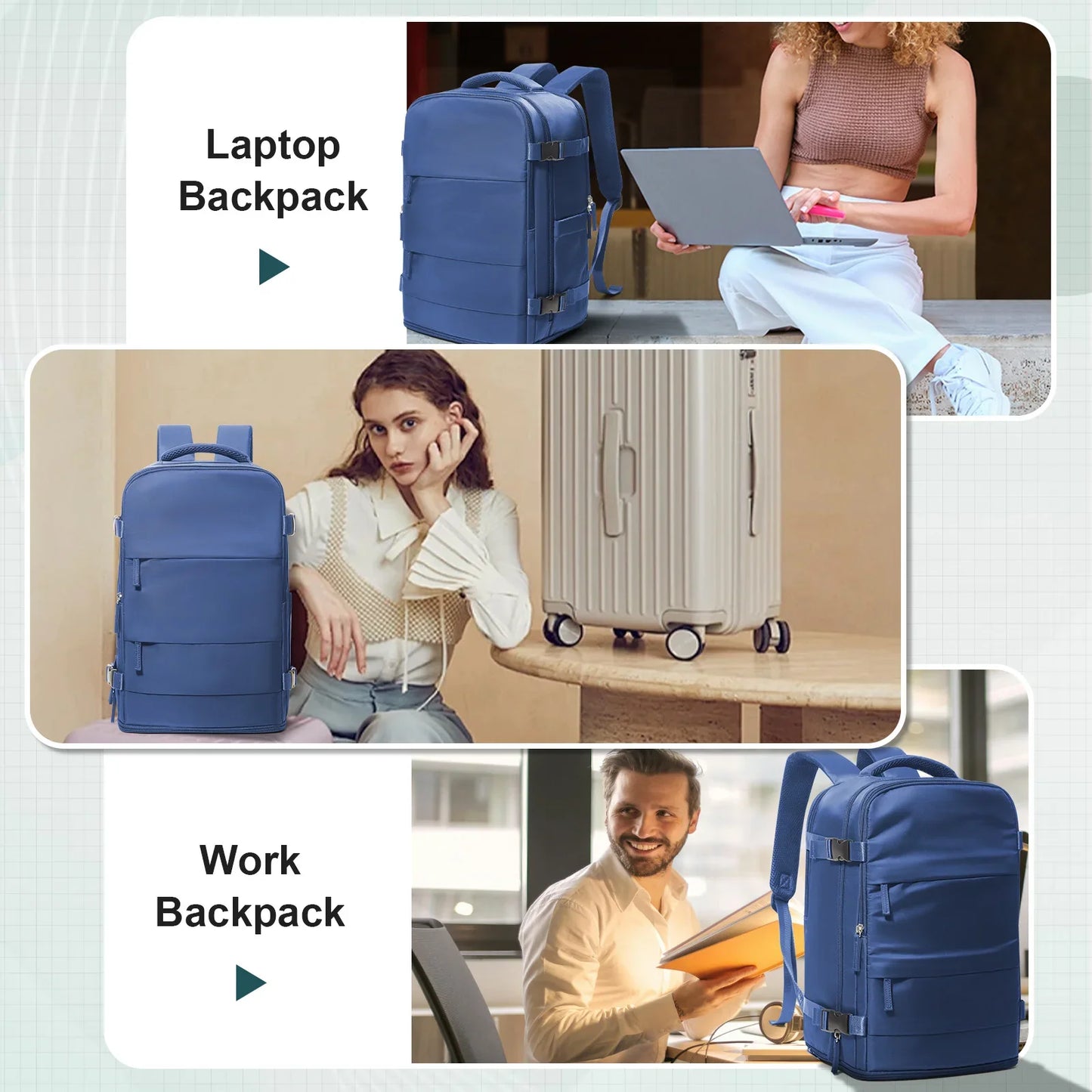 Travel Backpack for Women Men, Ryanair Backpack 40x20x25 Cabin Airplane Luggage EasyJet 45x36x20 Backpack Business Laptop Bag
