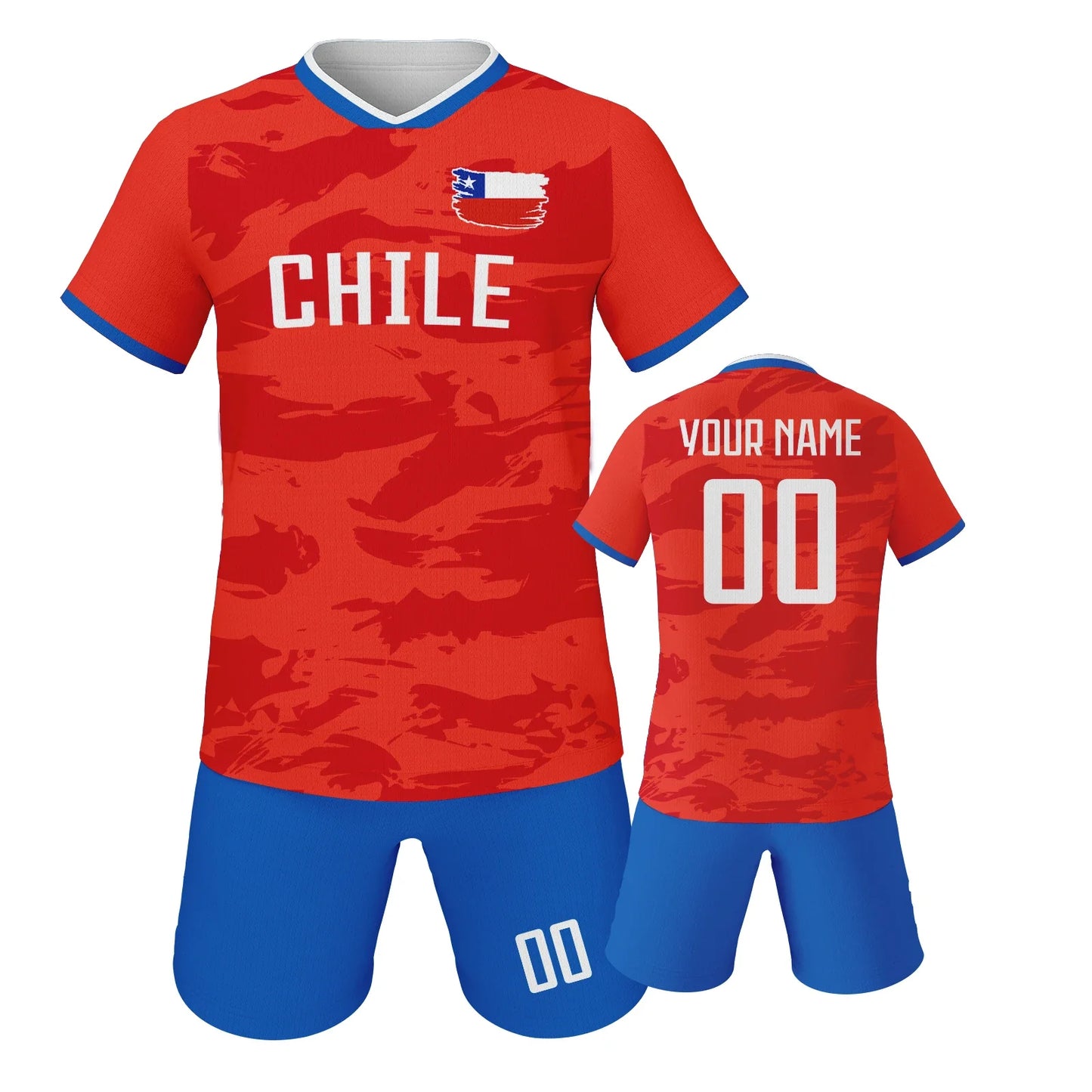 Custom Chile Soccer Jerseys for Kids Personalized Soccer Uniforms with Name Number Football Shirts Shorts Set for Boys Girls