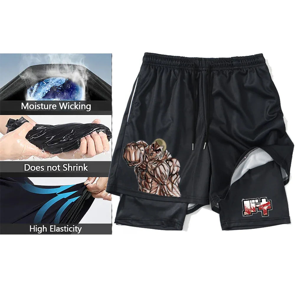 Anime 3D Printed Men's Compression Set short Sleeve Gym Top+Workout Shorts Quick Drying Breathble Athletics Rash Guard Set
