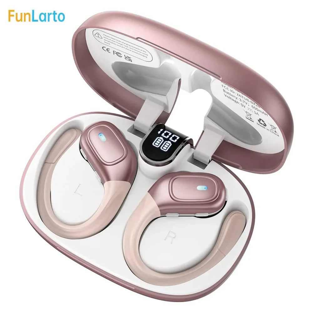 Sport Bluetooth 5.3 Earphones Earhook Headphones IPX7 Waterproof Wireless Earbuds 75 Hrs with LED Power Display Physical buttons