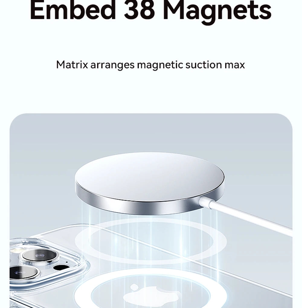 Magnetic Transparent Case For iPhone 15 14 13 Pro Max Case For Magsafe Wireless Charge Shockproof Cover Anti-fall