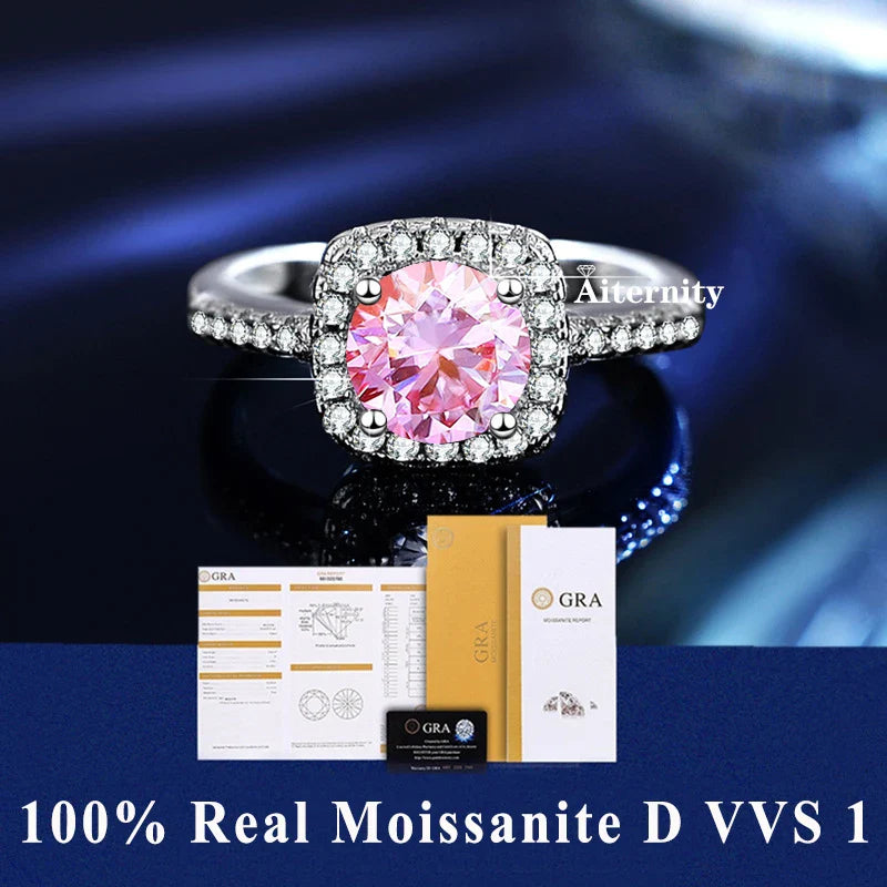 NEW 100% Real Moissanite Ring D VVS1 Pass Diamond Test Pen Adjustable Size S925 Sliver GRA Certificate Wedding Rings for Women