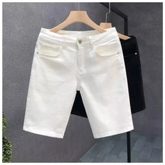 Cowboy White Black Jeans for Men Trendy Slim Fit Casual Pants Boyfriend Jeans Shorts