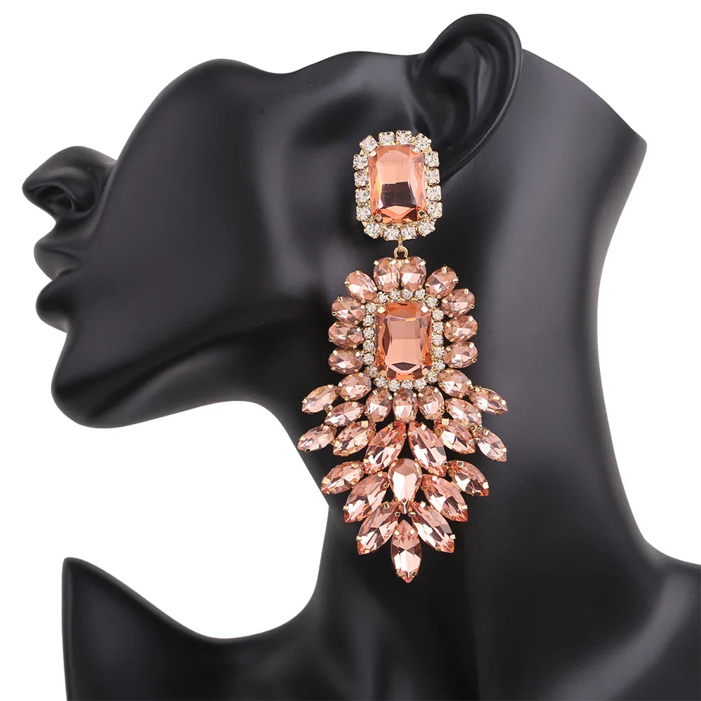 New Crystal Dangle Earrings For Women Rhinestone Earrings Weddings Ladies Party Fashion Jewelry Accessories Wholesale Gifts