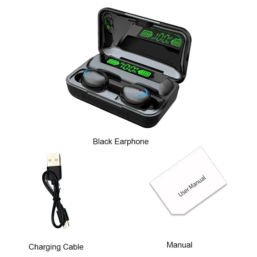 F9 Wireless Bluetooth Headphones Tws Waterproof Earbuds Earphones Digital Display Heaset Large Capacity Charging Case