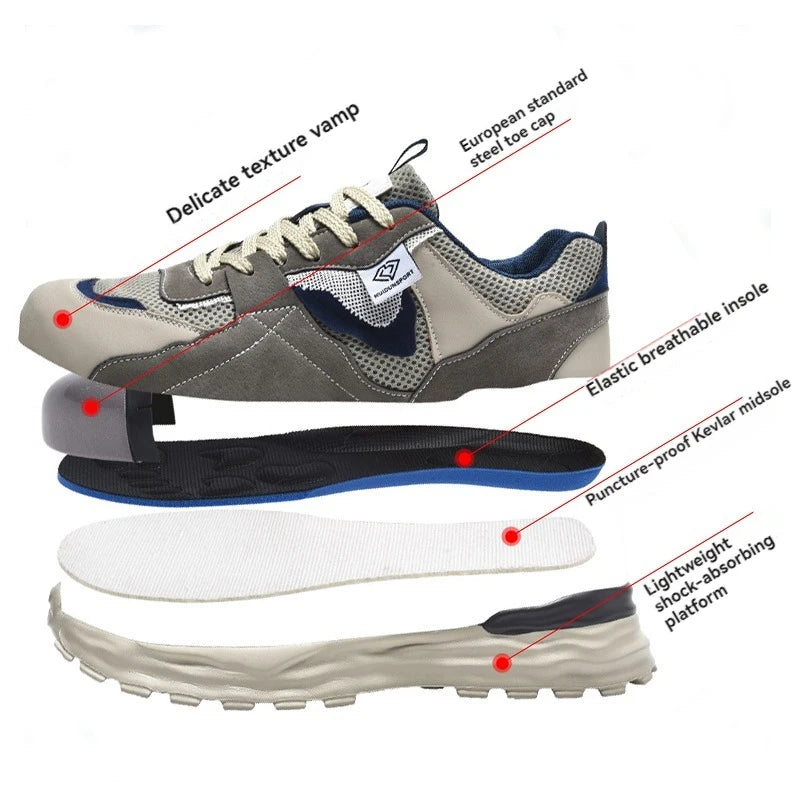 Men Safety Work Shoes luxury Summer security Boots Fashion Steel Toe women tennis Shoes Puncture-proof Non-Slip Female Sneakers